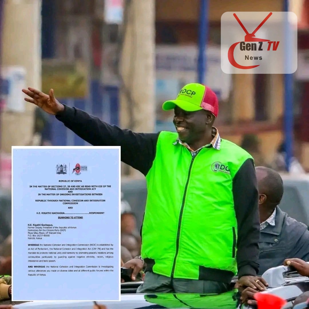 NCIC Summons Gachagua Over Alleged Remarks, Warns of Possible Arrest Warrant